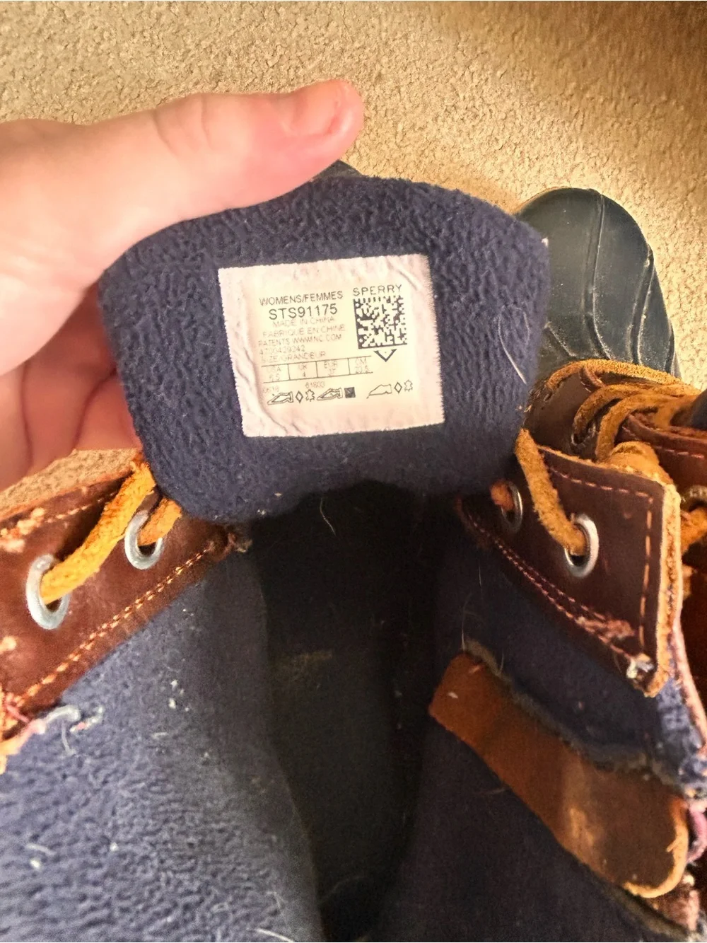 Sperry Navy and Brown Waterproof Duck Boots